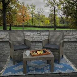 National Tree Company 4x6 ft. Dusty Blue Hand Woven Outdoor Rug