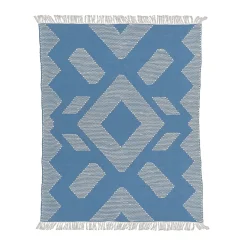 National Tree Company 5x7 ft. Dusty Blue Hand Woven Outdoor Rug
