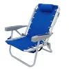 National Tree Company 24x24x26 in. Aluminum Blue Horizontal Stripe Print Beach Chair with Pillow and side Pouch