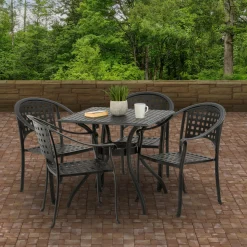 National Tree Company 32x32x30 in. Bourton Small Space Cast Aluminum Straight Mesh All-Weather Dining Table, Seats 4, Bourton Collection