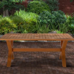 National Tree Company 72x38x29 in. Eucalyptus Grandis Wood Farm House Style Table, Natural Color