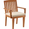 National Tree Company 24x26x37 in. Eucalyptus Grandis Wood Dining Armchair, Natural Color with Beige Cushion & Polyester Pad