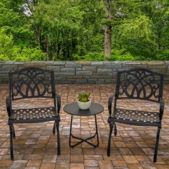 National Tree Company 24x26x36 in. Leeds Aluminum Circle All Weather Chairs, Set of 2, Leeds Collection